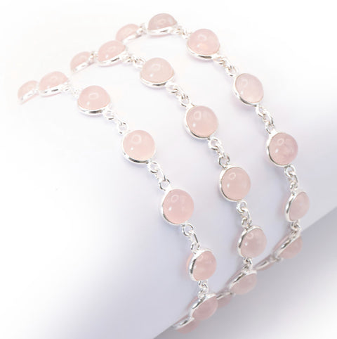 Bracelet argent 925 et quartz rose AA