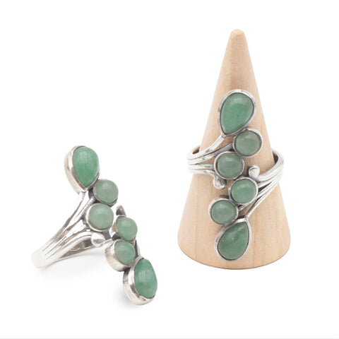 Bague en argent 925 et pierre naturelle aventurine A