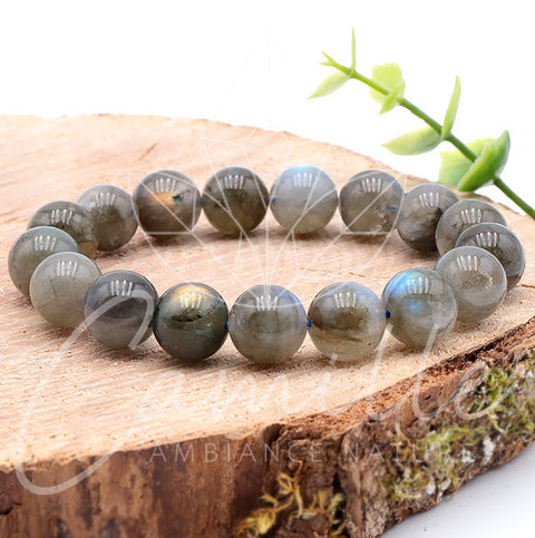 Bracelet en labradorite, 12 mm grade AA