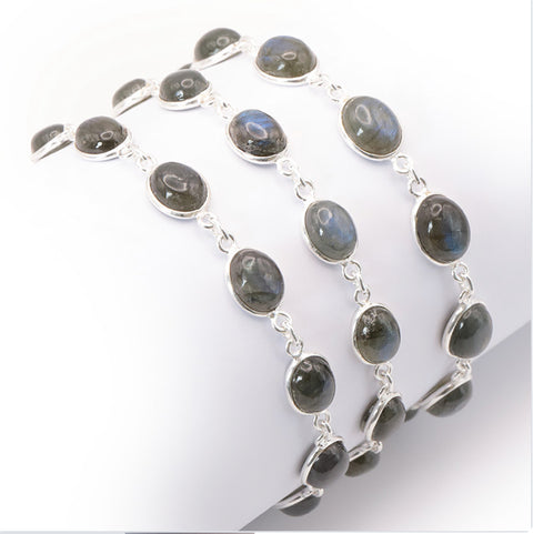 Bracelet argent 925 et labradorite AA+