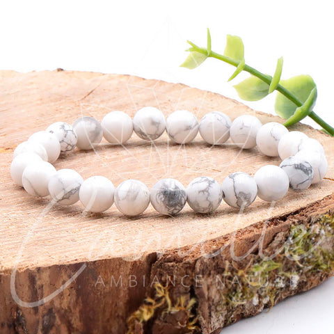 Bracelet Howlite blanche 8mm