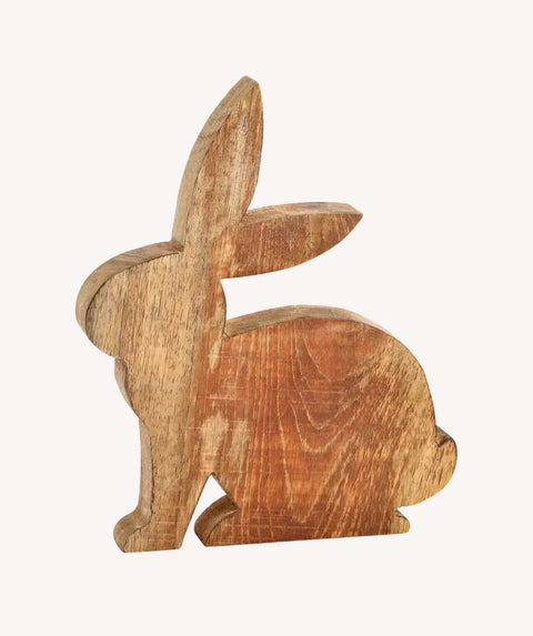 Lapin de Pâques, en bois de manguier