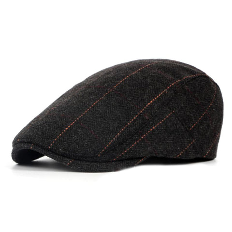 Casquette Gatsby ronde pour homme en cuir noir - Falbalas St Junien