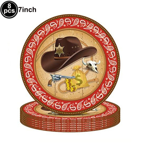 Assiettes jetable 8pcs cowboy