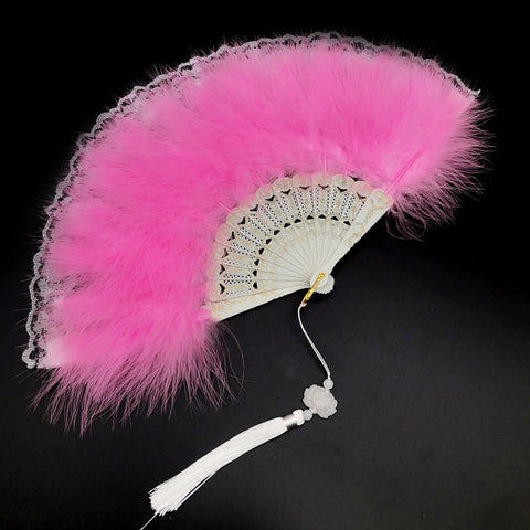 Éventail pliable à main Lolita avec plumes, Charleston / Gatsby